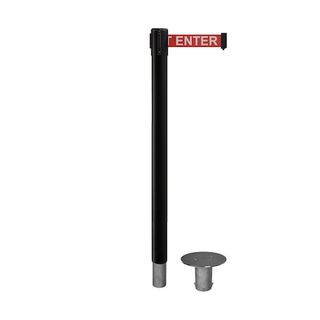 Stanchion Belt Barrier Removable Base Black Post 7.5ftR.Cau..Belt